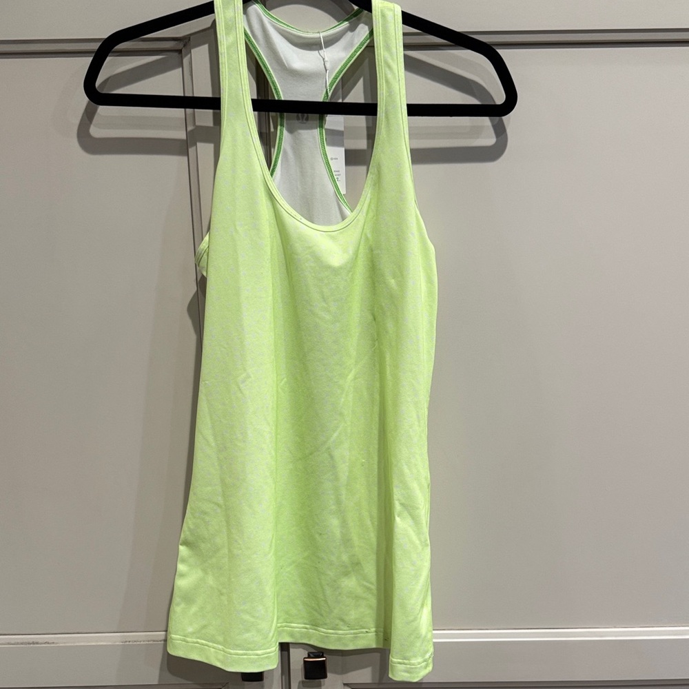 Lululemon Neon Yellow Purple  dot Racerback Tank Top Sz 6